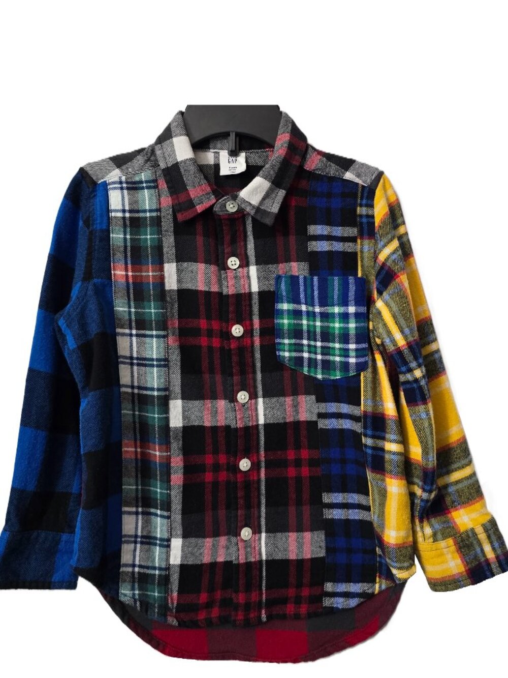 Baby GAP Flannel Patchwork Shirt 4T Boys Button Front Pocket Plaid BTS School
